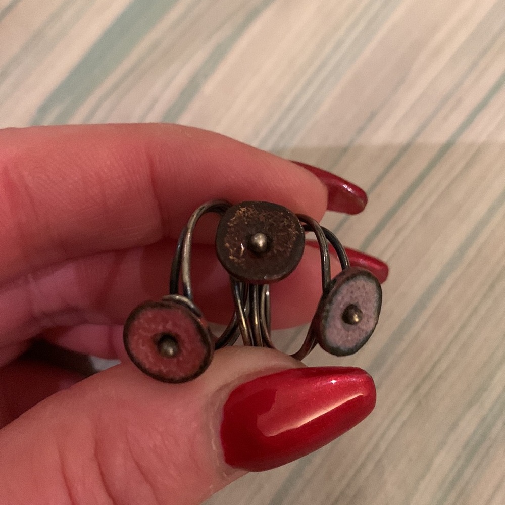 Three Stackable Stone Circle Rings Handcrafted Pi… - image 2